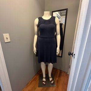 Max Studio Navy Textured Midi Dress